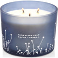 Giftaway White Sage Sea Salt 3 Wick Candle front view in blue glass jar.