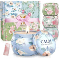 BlissfulOasis Scented Candles Set front view in floral gift box.