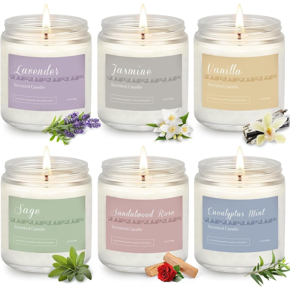 PELN aromatherapy scented candles 6 pack gift set front view