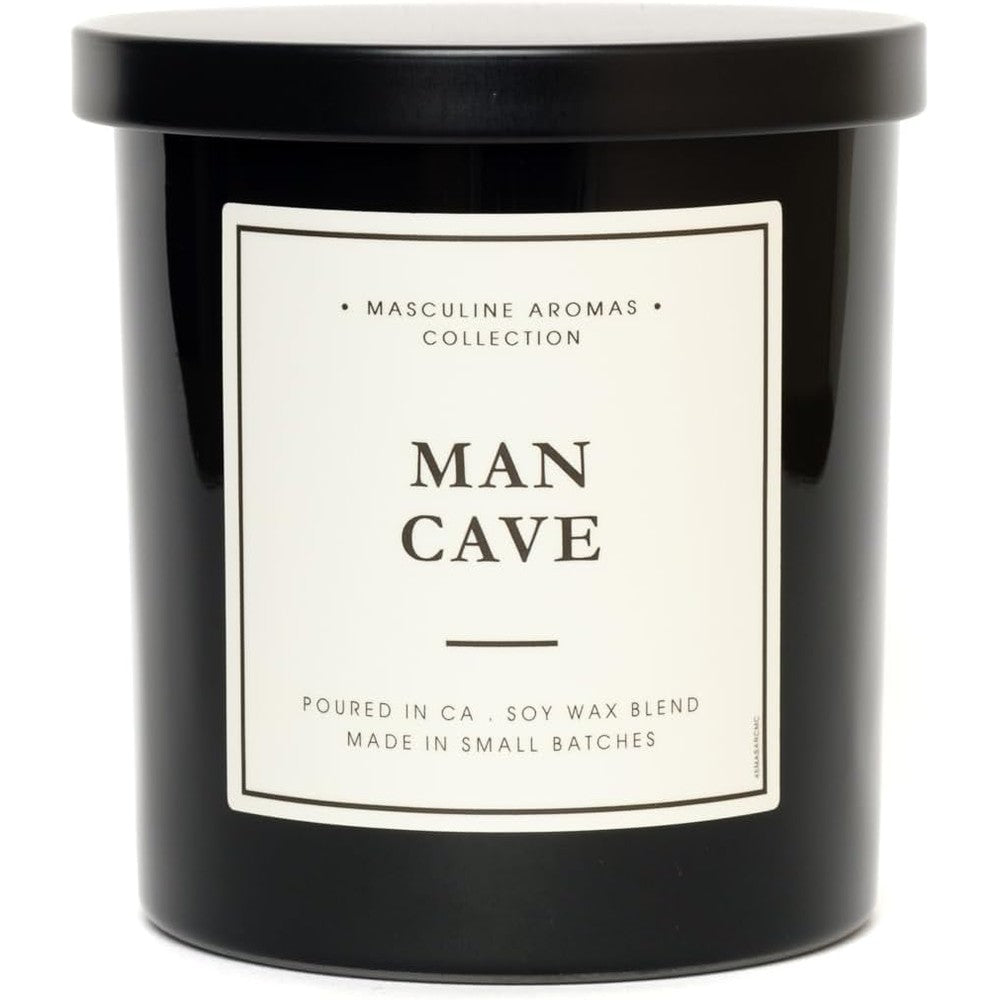 Leoben Company Man Cave Scented Candle front view 9 ounce jar