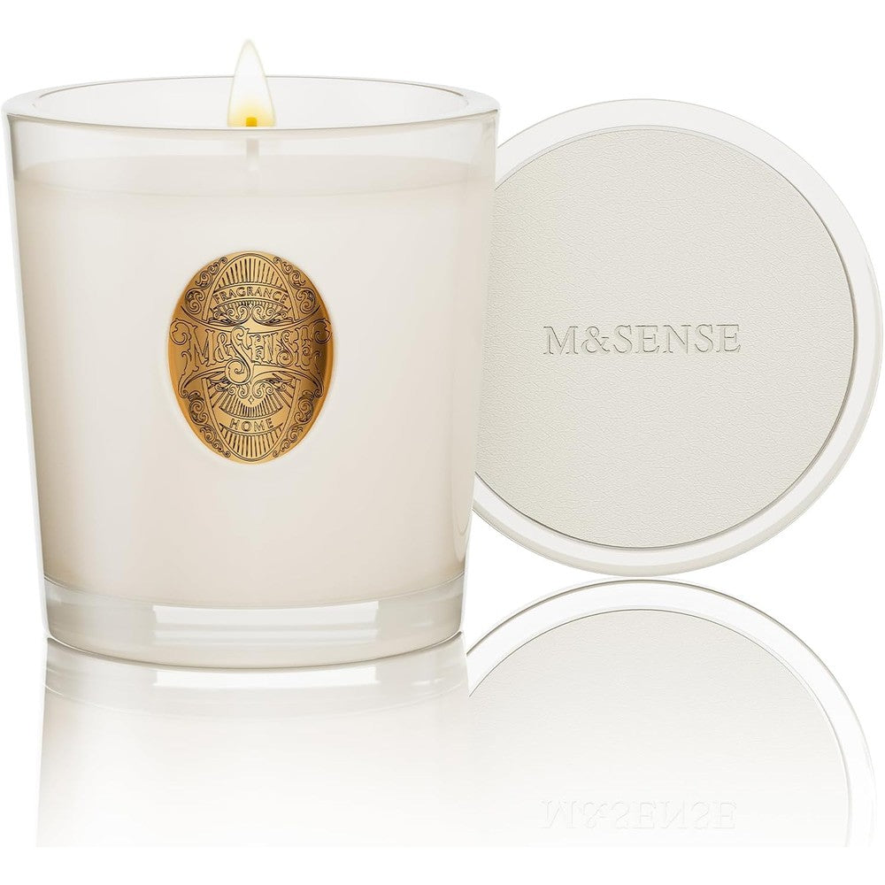 M&SENSE Vanilla Dream Natural Soy Candle front view luxury home decor