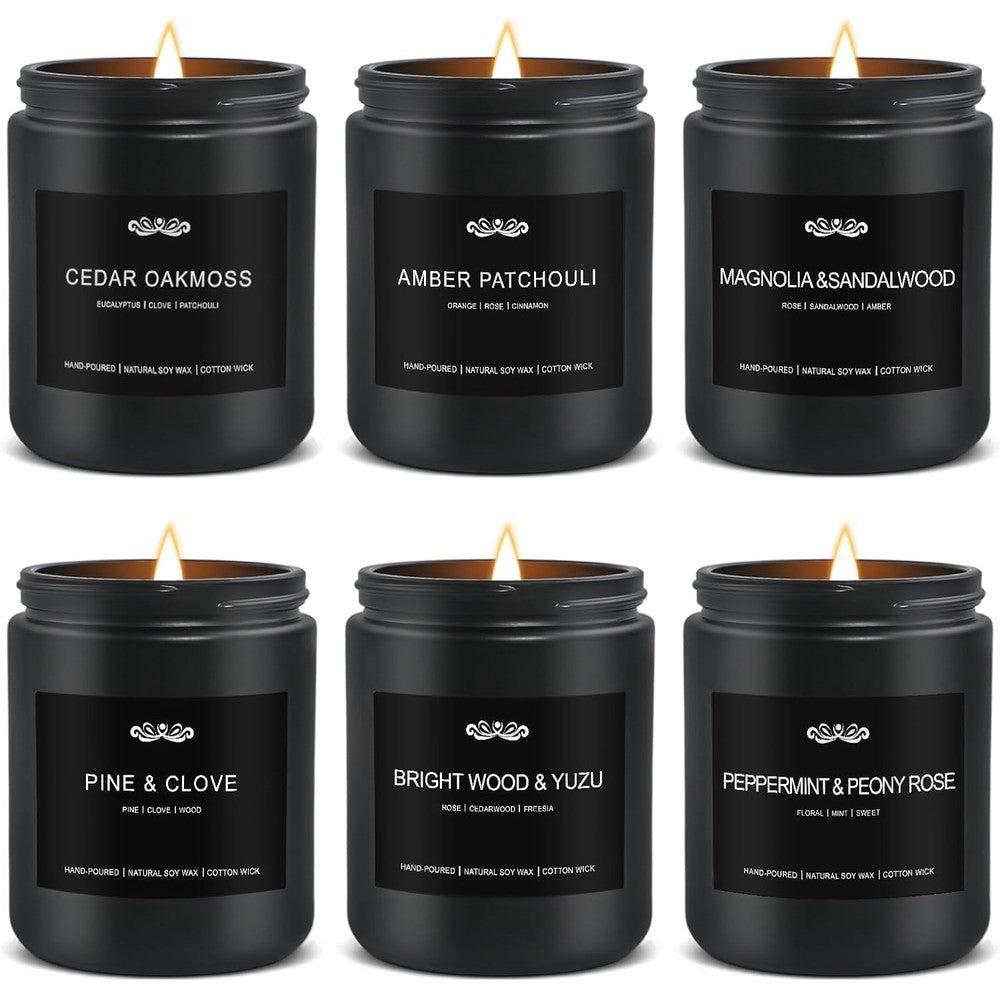 JXDLSQ 6 pack scented candles for men front view aromatherapy gift set