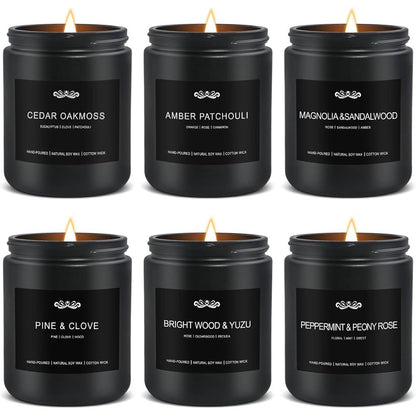 JXDLSQ 6 pack scented candles for men front view aromatherapy gift set