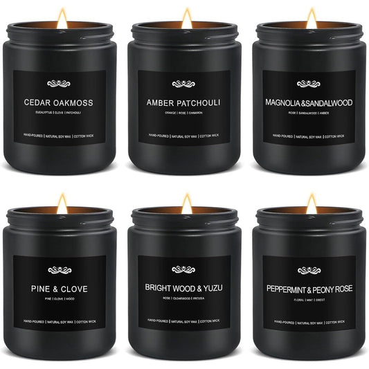 JXDLSQ 6 pack scented candles for men front view aromatherapy gift set