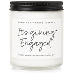 Lumeloom Engagement Lavender Scented Soy Wax Candle front view for couples gift.