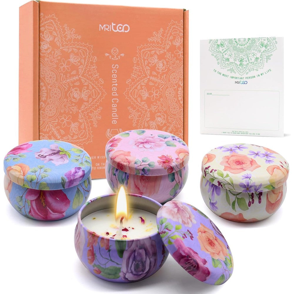 MRLTOP Scented Candle Gift Set front view in orange packaging