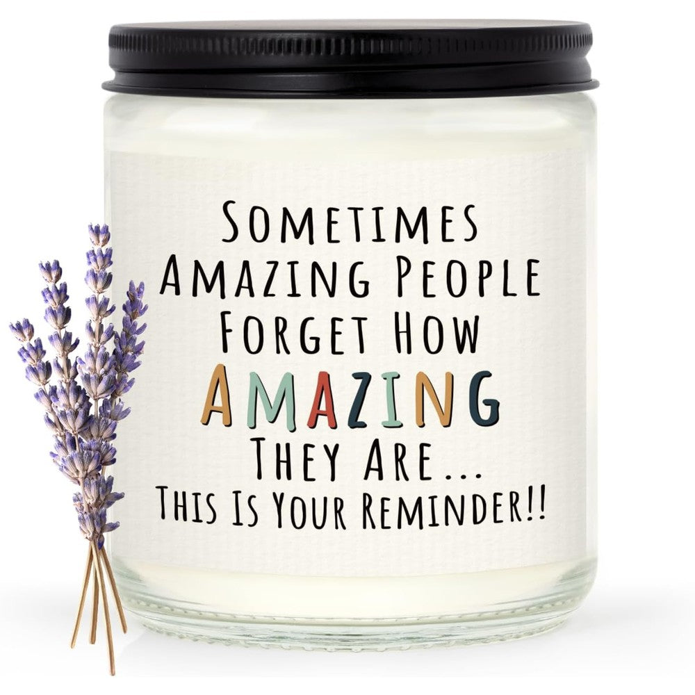 Craftique You Are Amazing Candle front view showing inspirational message label.