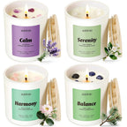 AOOVOO Calm Candles Set 4 pack front view showcasing luxury packaging.