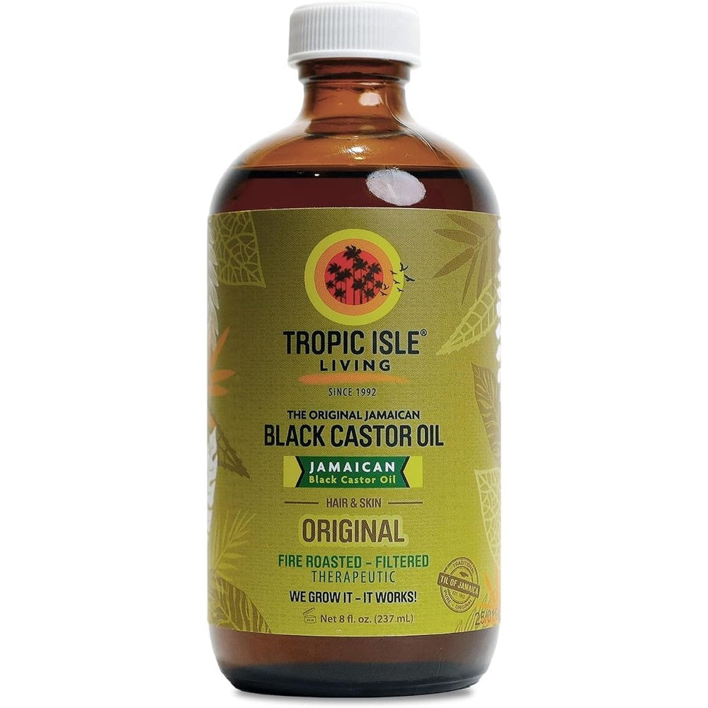 Tropic Isle Living Jamaican Black Castor Oil 8 Ounce bottle front view for hair growth.