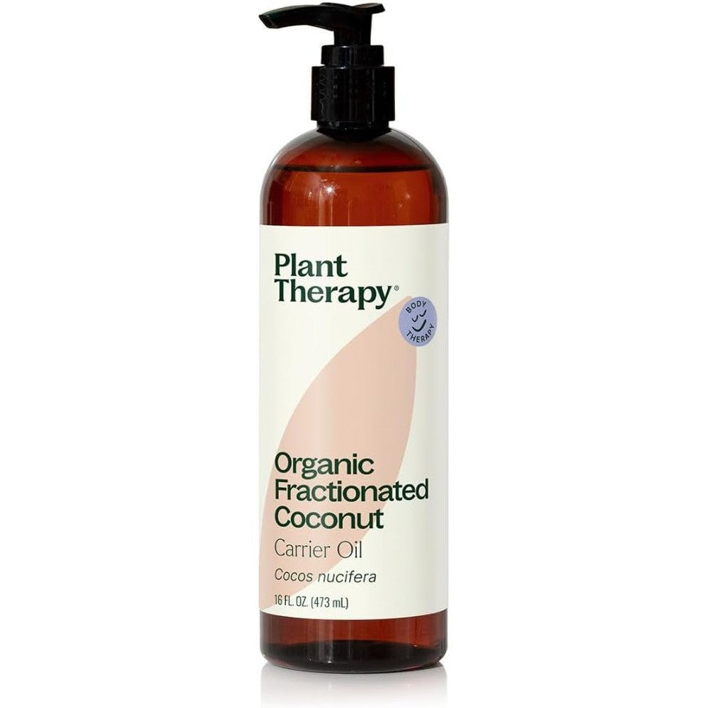 Plant Therapy Organic Fractionated Coconut Oil 16 Ounce front view authentic carrier oil