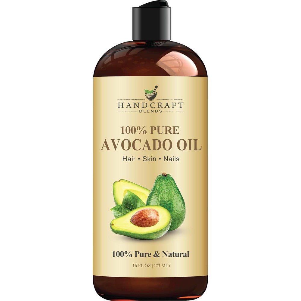 Handcraft Blends Avocado Oil 16 Fluid Ounce bottle front view showing pure carrier oil label.