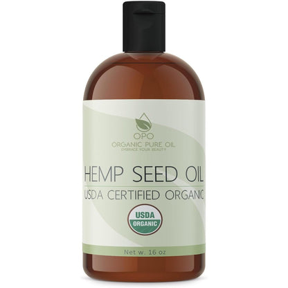 OPO Organic Hemp Seed Oil 16 ounce bottle front view for skin and hair hydration