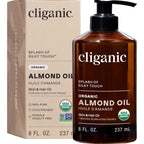 Cliganic Organic Sweet Almond Oil 8 Fluid Ounce front bottle view showing USDA Organic seal.