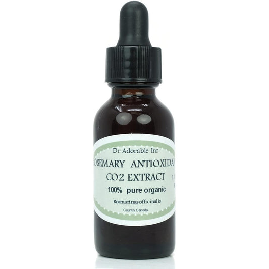 Dr Adorable Rosemary Antioxidant CO2 Extract front view bottle for natural skincare preservation.