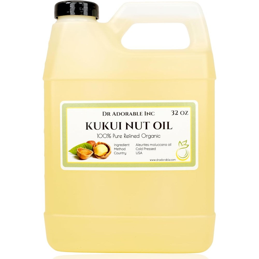 Dr Adorable Kukui Nut Oil 32 Ounce bottle front view organic carrier oil