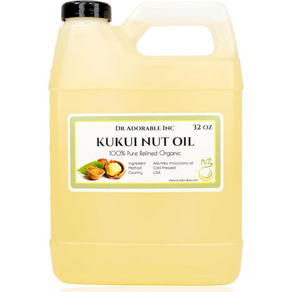 Dr Adorable Kukui Nut Oil 32 Ounce bottle front view organic carrier oil