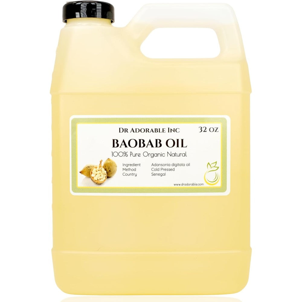 Dr Adorable 100% Pure Baobab Oil 32 Ounce front view for natural skincare.