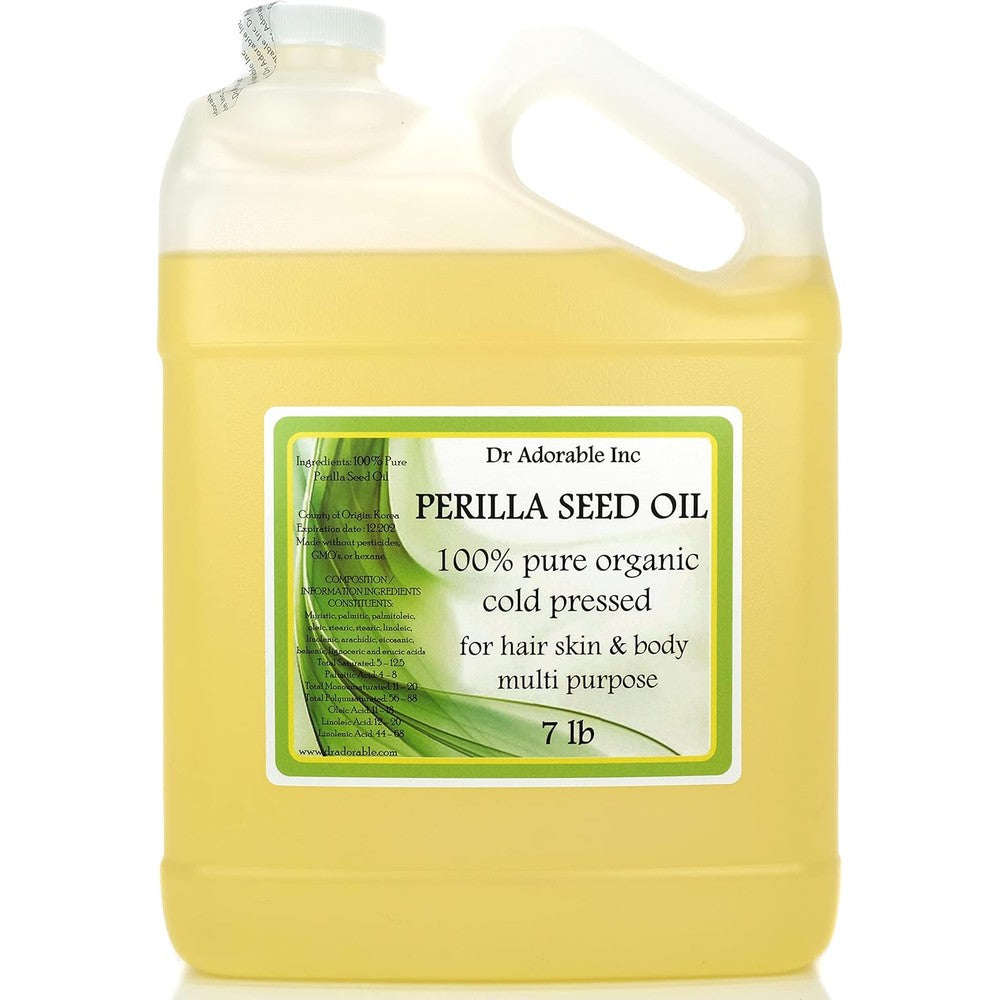 Dr Adorable Perilla Seed Oil 7 pound jug front view for organic skincare.