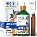 HIQILI Sweet Almond Oil front view of 100ml bottle and dropper.