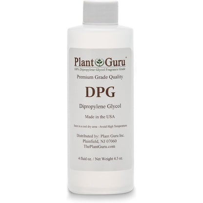 Plant Guru Dipropylene Glycol 4 Fluid Ounce bottle front view for fragrance dilution.