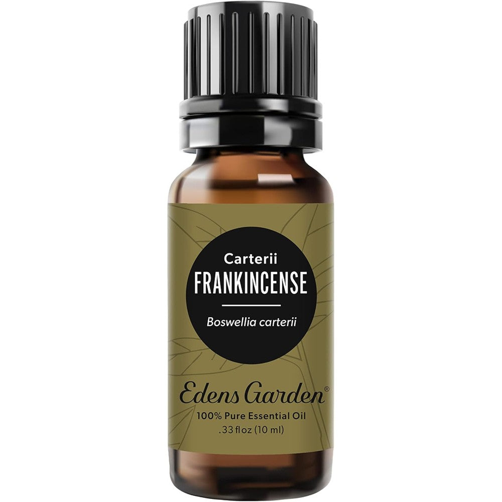 Edens Garden Frankincense Carterii Essential Oil 10 ml bottle front view for aromatherapy.