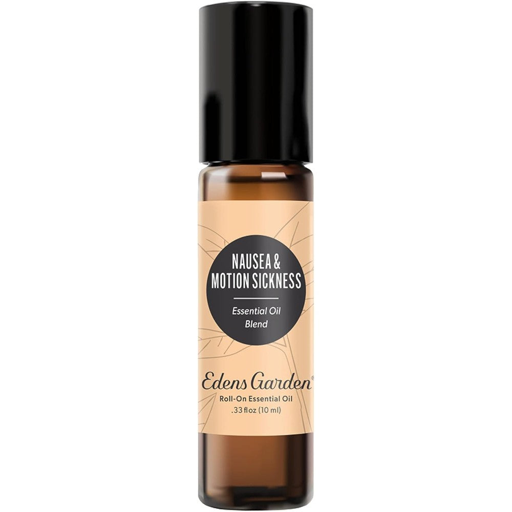 Edens Garden Nausea and Motion Sickness Roll On front view for travel relief.