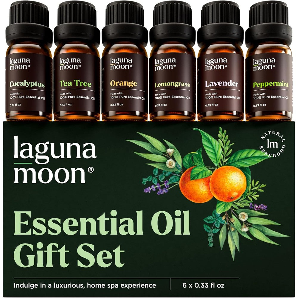 Lagunamoon Essential Oils Aromatherapy Gift Set front view 6 pack