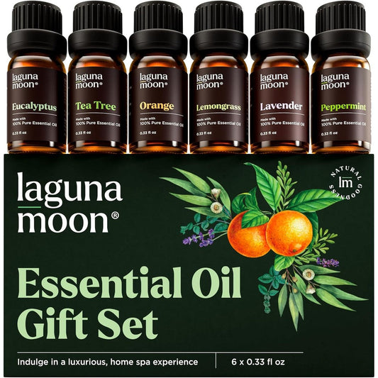Lagunamoon Essential Oils Aromatherapy Gift Set front view 6 pack