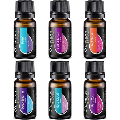 O'linear Top 6 Blends Essential Oils Set front view in gift box
