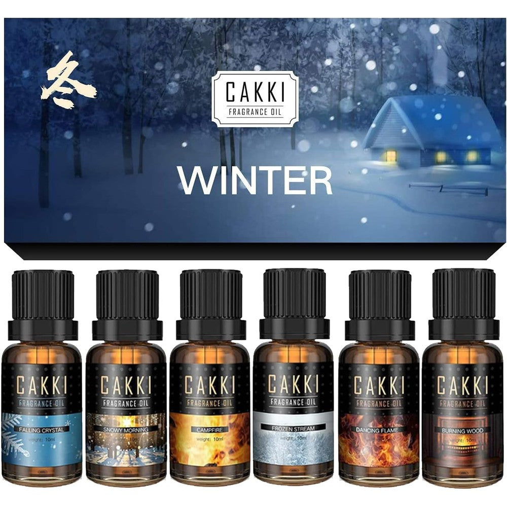 CAKKI Winter Essential Oils Set front view of gift box and six bottles