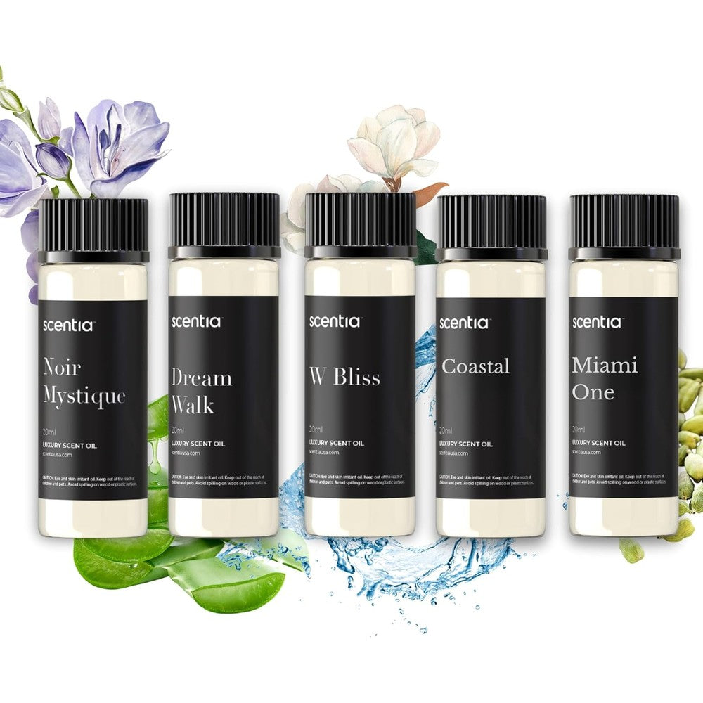 Scentia My Way Hotel Diffuser Oil Gift Set front view showing five bottles.