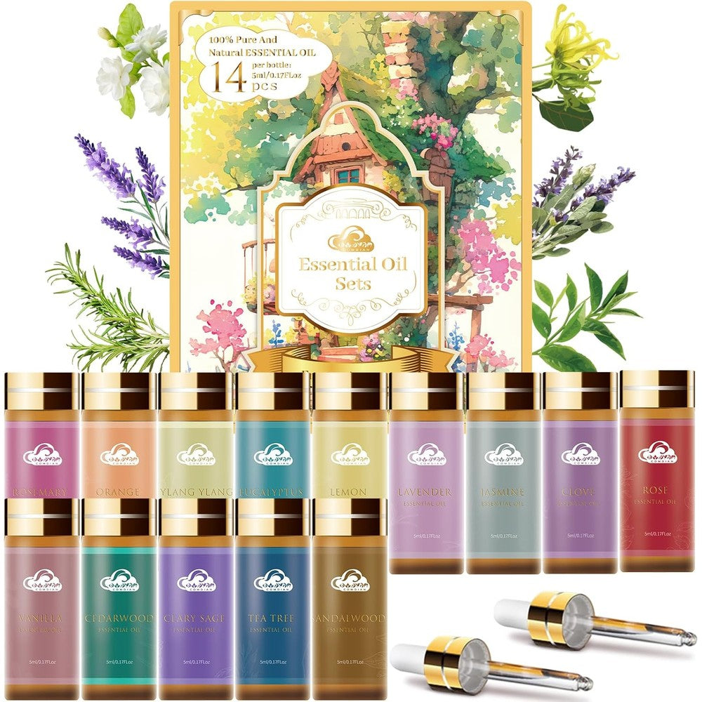 Comdian 14 Piece Essential Oil Set front view for aromatherapy