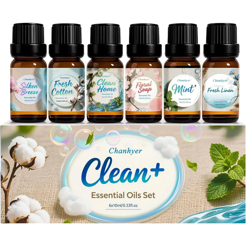 Chanhyer Clean Essential Oils Set front view of six bottle collection