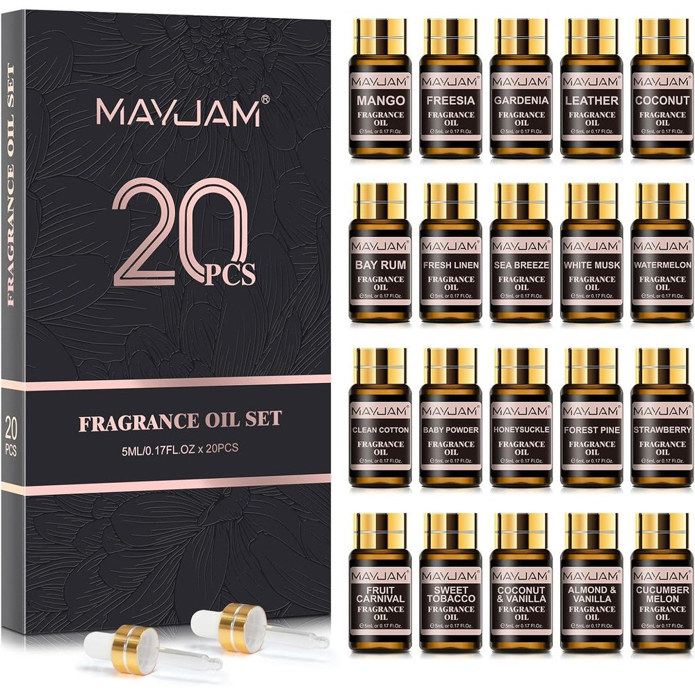 MAYJAM Fragrance Oil Gift Set 20 pack box front view for aromatherapy