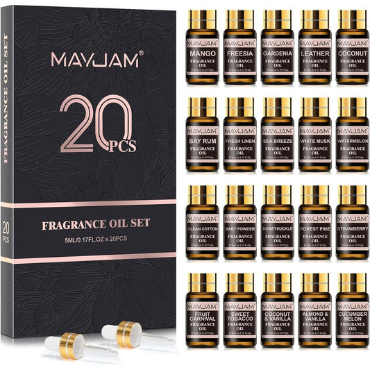 MAYJAM Fragrance Oil Gift Set 20 pack box front view for aromatherapy