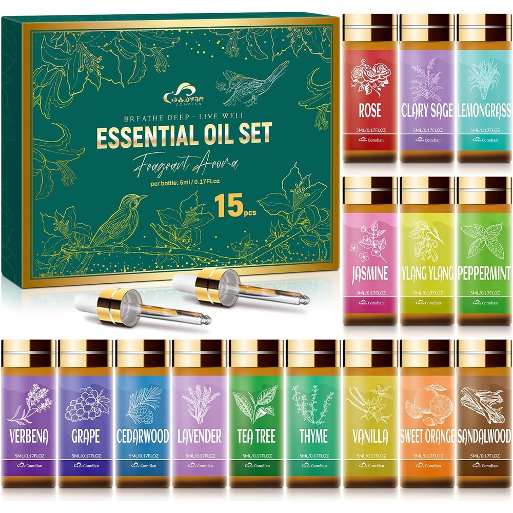 Wtrcsv Essential Oil Set 15 pieces front view for aromatherapy