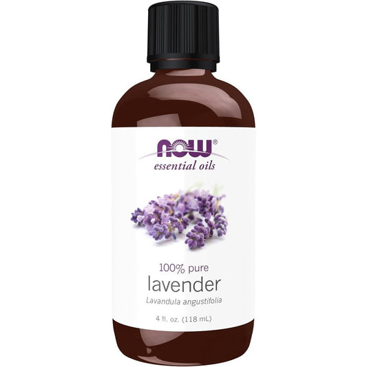 NOW Foods Lavender Oil 4 Ounce front view authentic aromatherapy oil