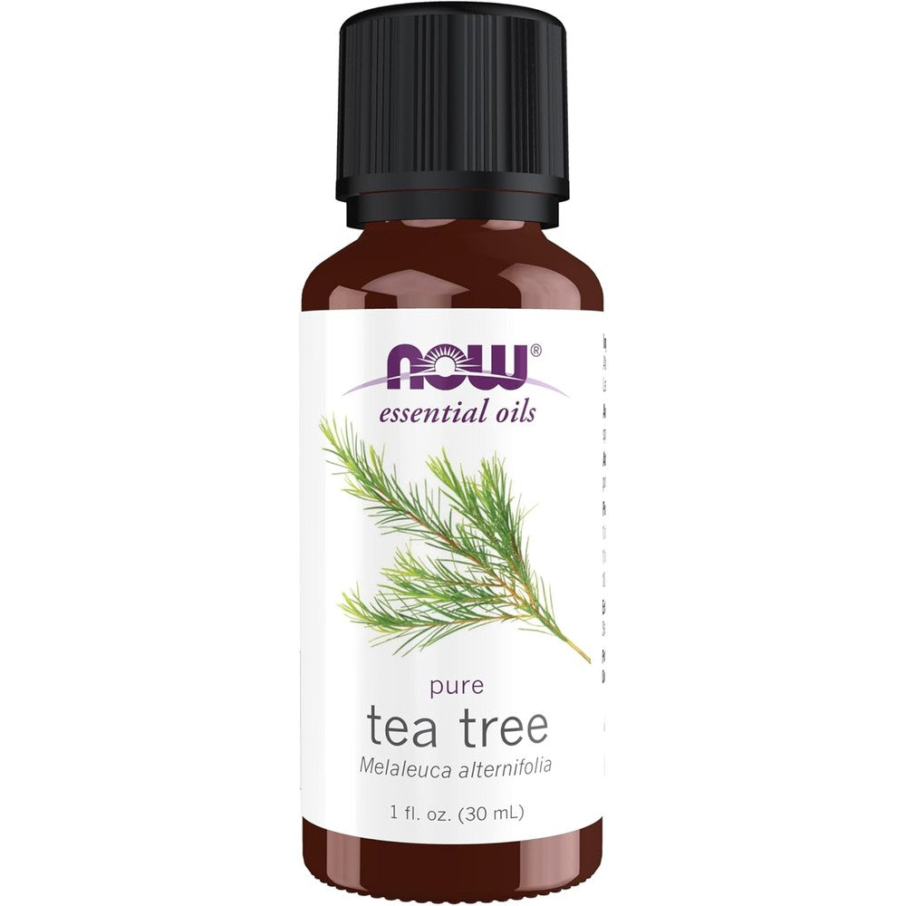 NOW Foods Tea Tree Essential Oil front view 1 Ounce bottle for aromatherapy