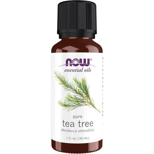 NOW Foods Tea Tree Essential Oil front view 1 Ounce bottle for aromatherapy