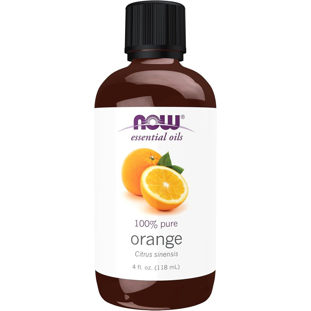 NOW Foods Orange Essential Oil 4 Ounce front view authentic USA import