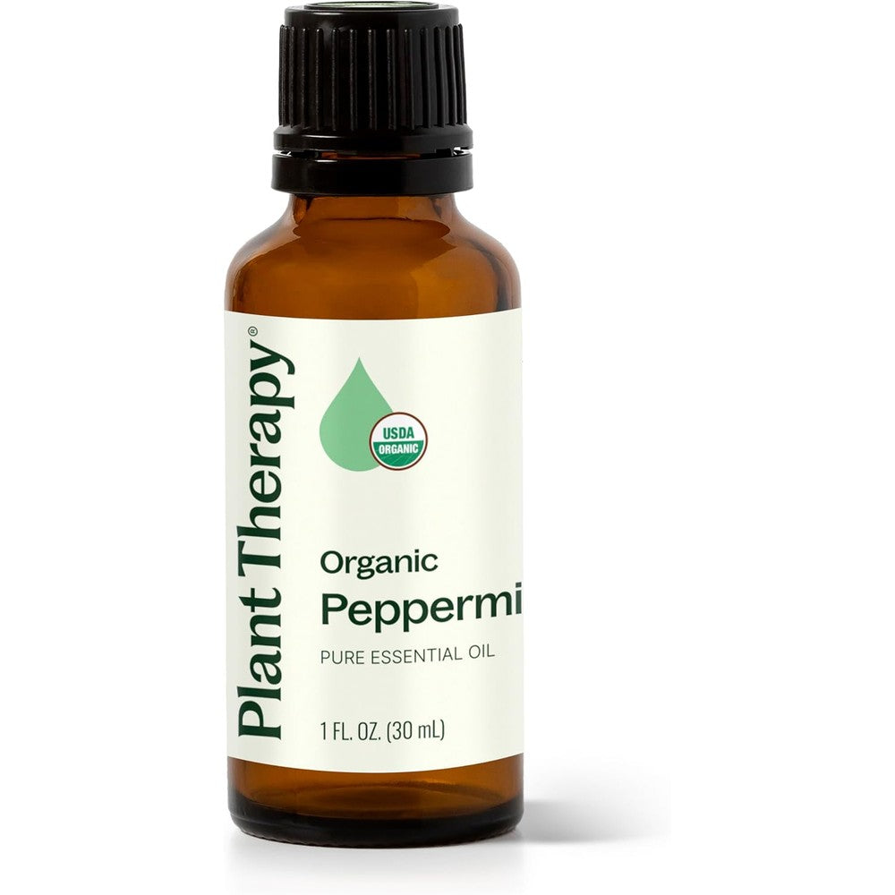 Plant Therapy Organic Peppermint Essential Oil front view 30ml bottle