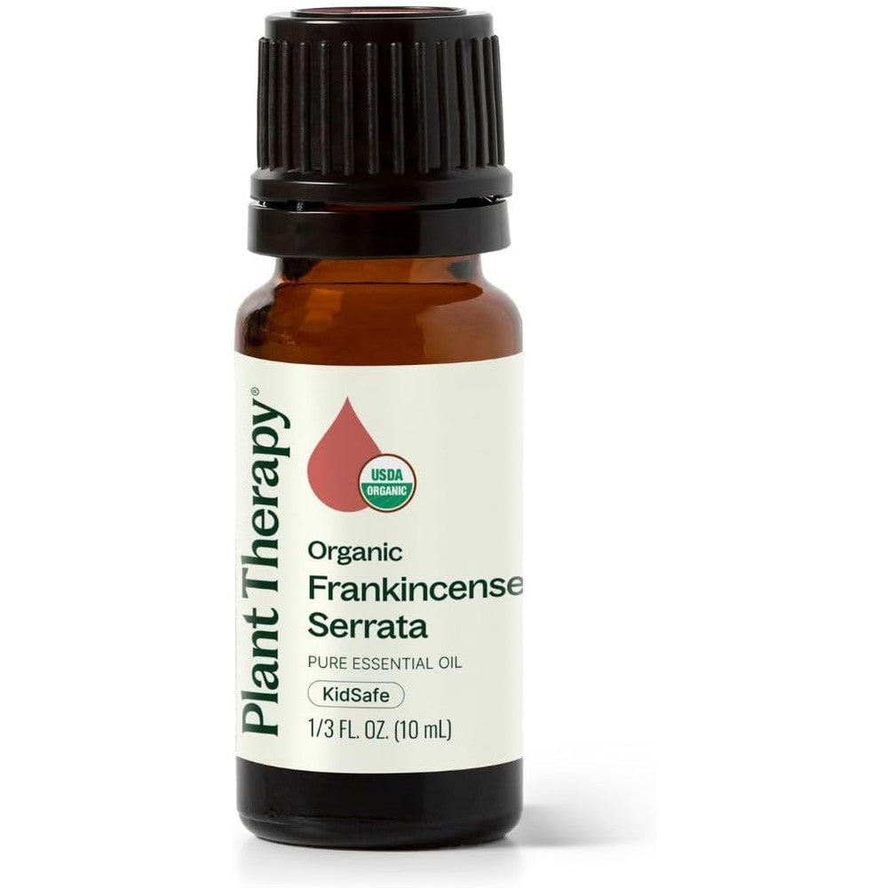 Plant Therapy Organic Frankincense Serrata Essential Oil front view 10 ml bottle for aromatherapy.