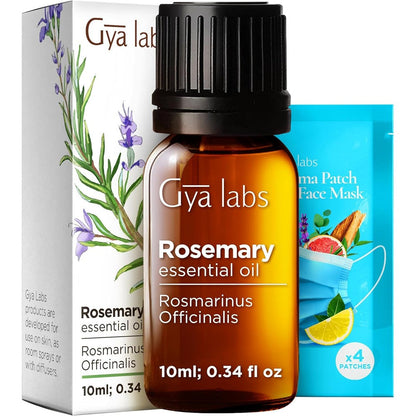 Gya Labs Rosemary Essential Oil 10ml front view bottle for hair growth treatment.