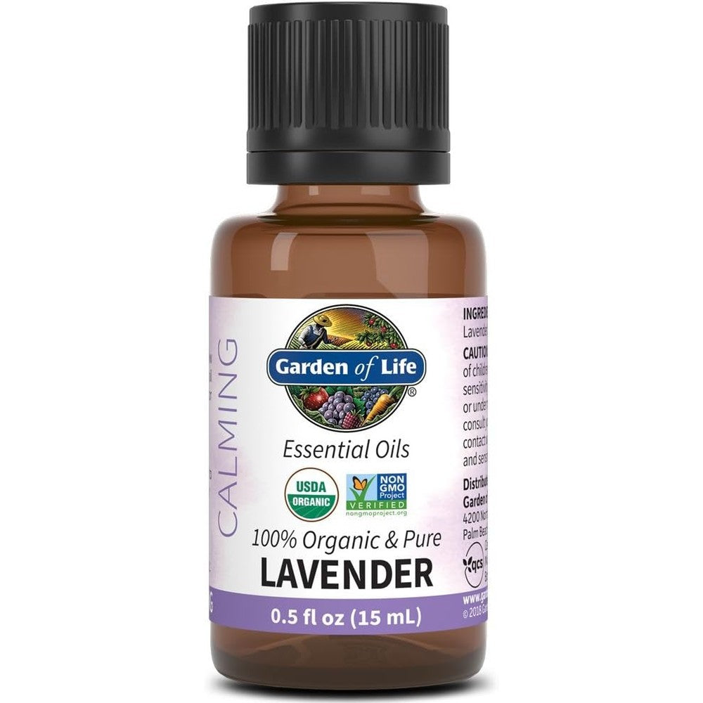 Garden of Life Lavender Essential Oil front view authentic organic aromatherapy bottle