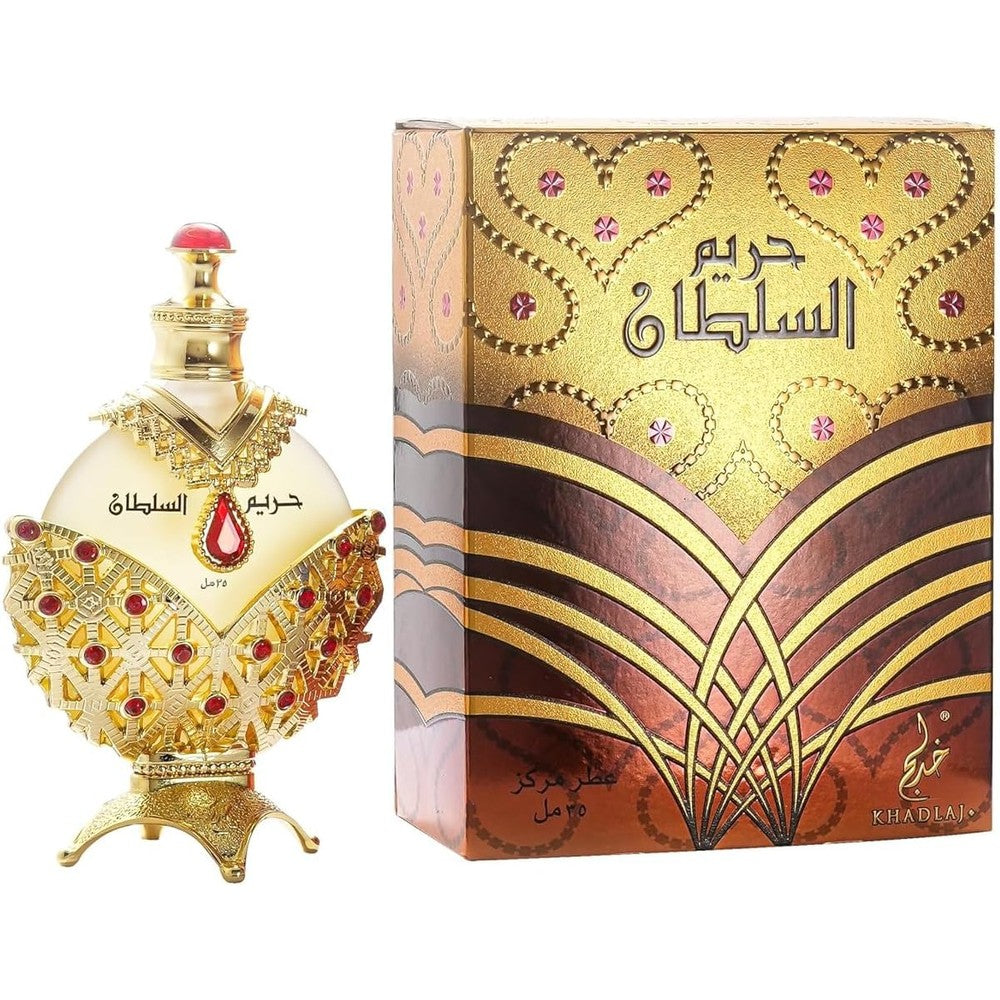 Khadlaj Perfumes Hareem Al Sultan Gold front view authentic Arabian fragrance oil