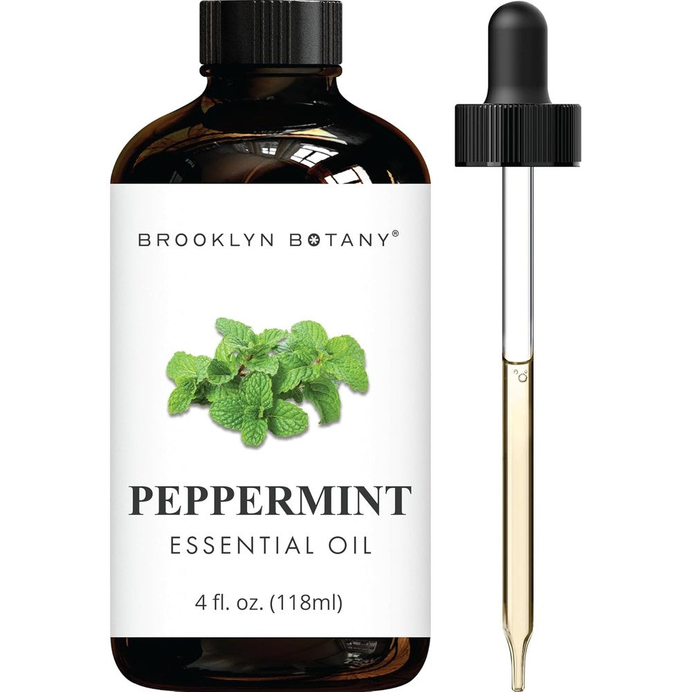 Brooklyn Botany Peppermint Essential Oil front view bottle with dropper
