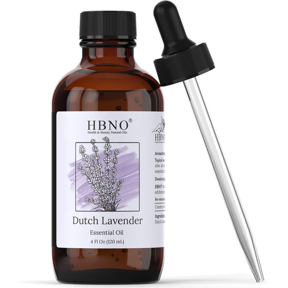 HBNO Dutch Lavender Essential Oil 4 Fluid Ounce bottle front view