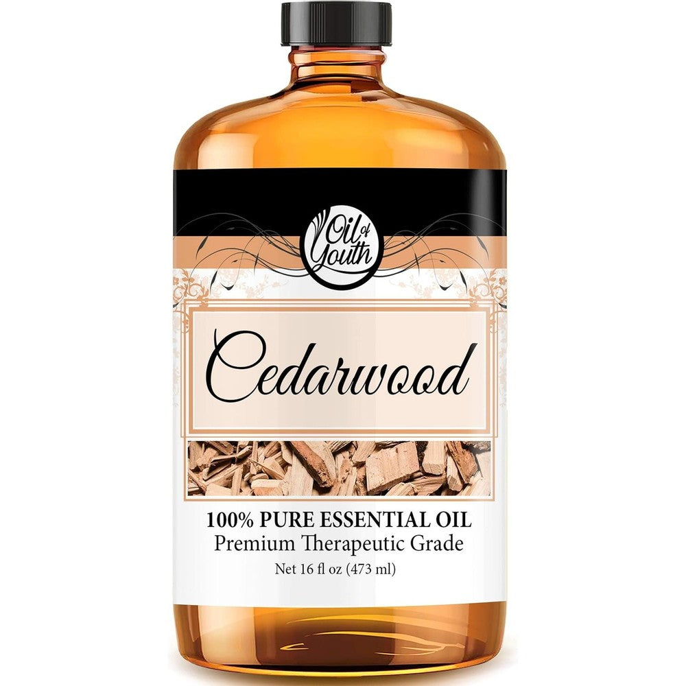 Oil of Youth Cedarwood Essential Oil 16 ounce bottle front view for aromatherapy