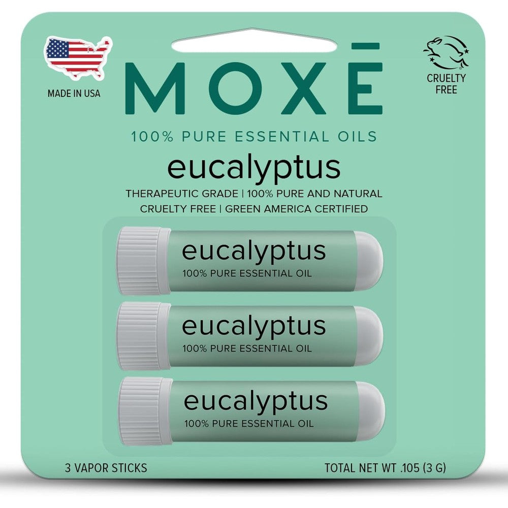 MOXĒ Eucalyptus Nasal Inhaler front view 3 pack packaging