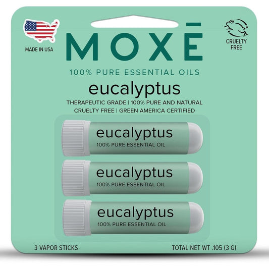 MOXĒ Eucalyptus Nasal Inhaler front view 3 pack packaging